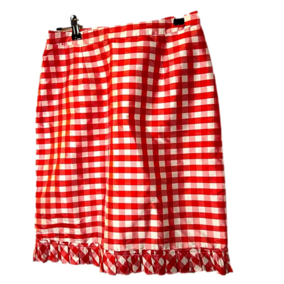 Outfit JPR Dresses & Skirts - Red and white plaid 100% silk skirt Outfit JPR small ruffled